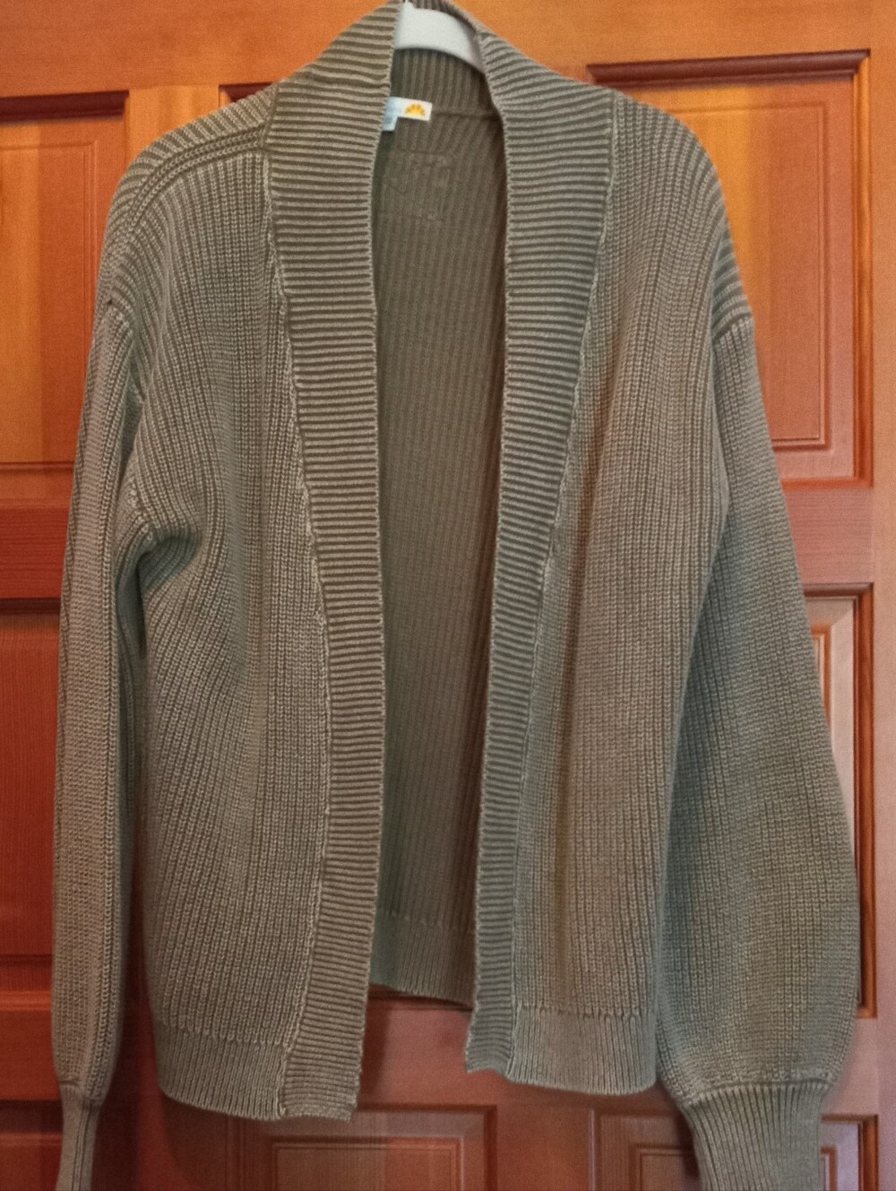 C&C California Olive Ribbed Shawl Collar Cardigan